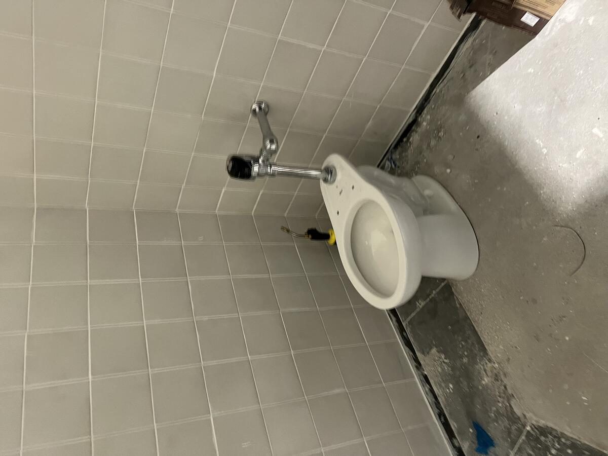 Commercial toilet with flushometer